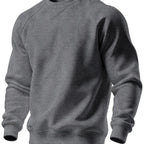 Full front view of the two-tone raglan sweatshirt laid out to show proportions
