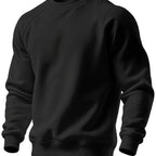 Close-up of the collar rib knit and shoulder seam where the two colours meet