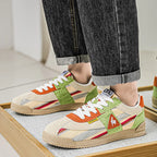 Side profile of trainer highlighting sculpted grooved sole and heel cup shape