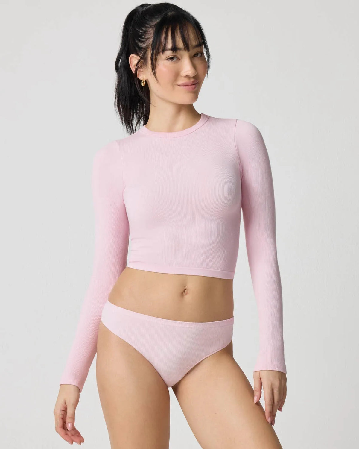 Ribbed Long Sleeve Crop Top for Women image 36
