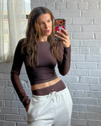 Ribbed Long Sleeve Crop Top for Women image 45