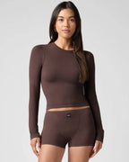 Ribbed Long Sleeve Crop Top for Women image 47