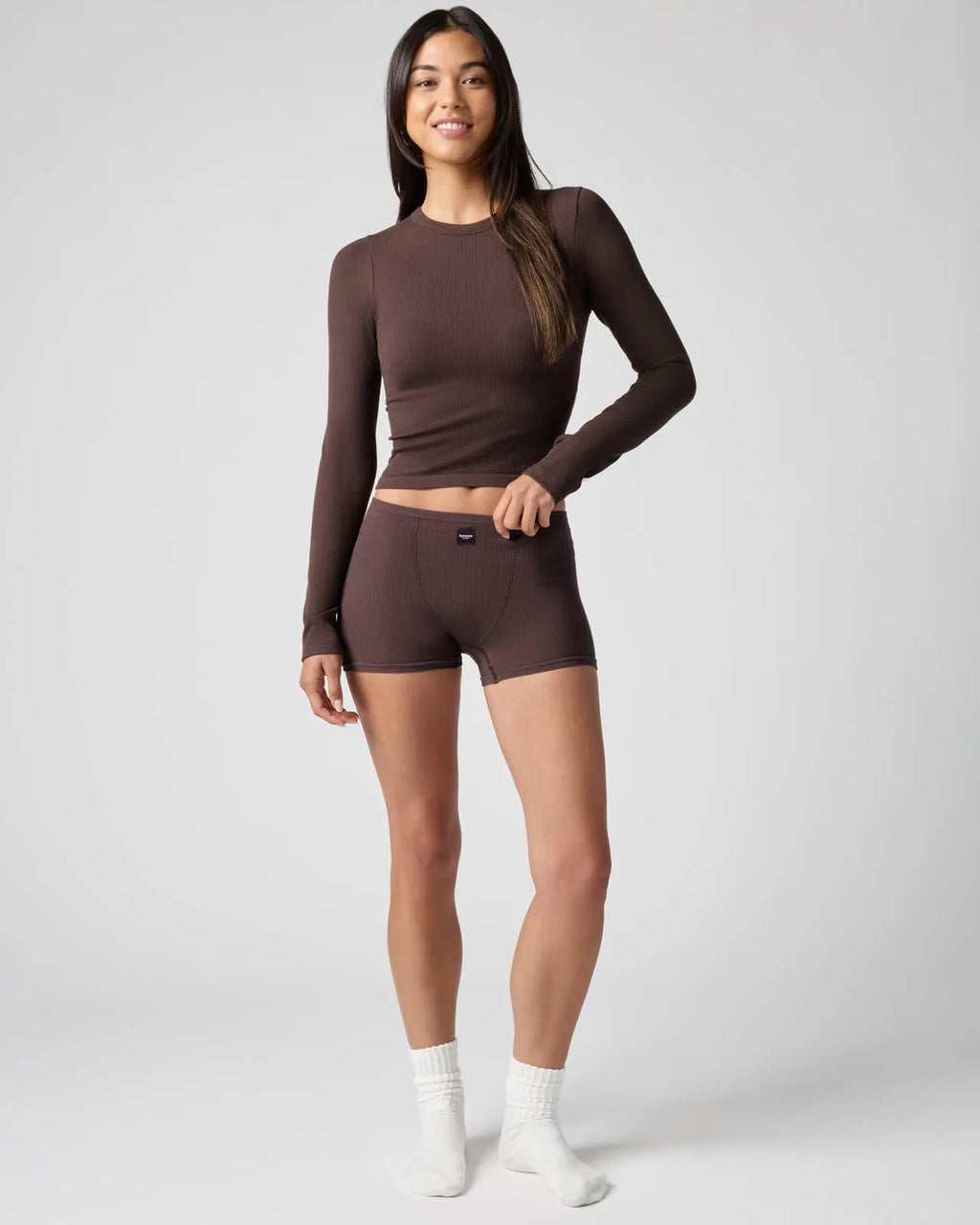 Ribbed Long Sleeve Crop Top for Women image 49