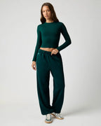 Ribbed Long Sleeve Crop Top for Women image 55