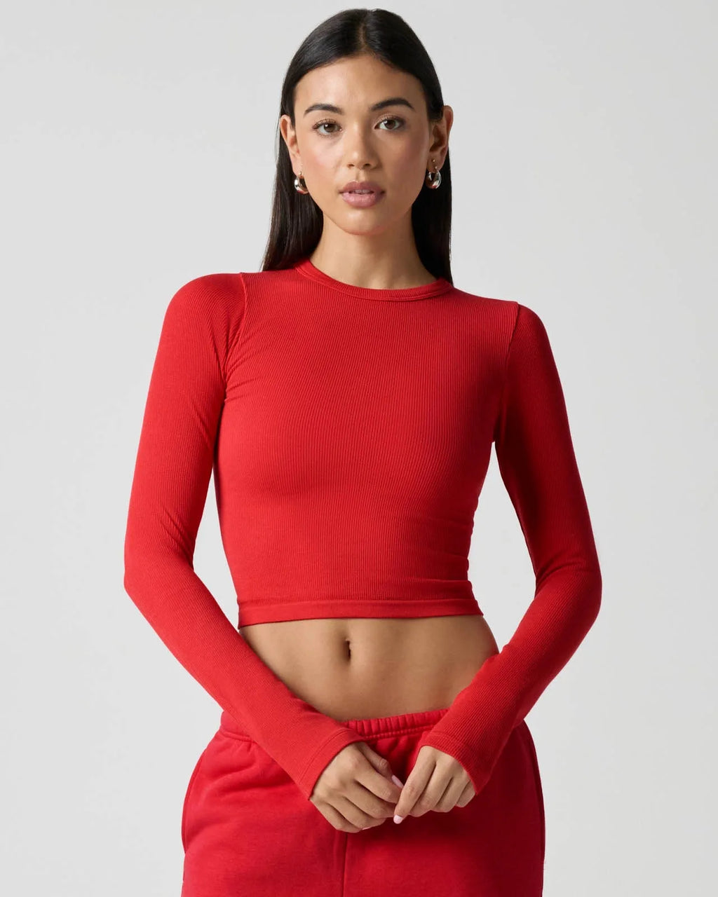 Ribbed Long Sleeve Crop Top for Women image 60