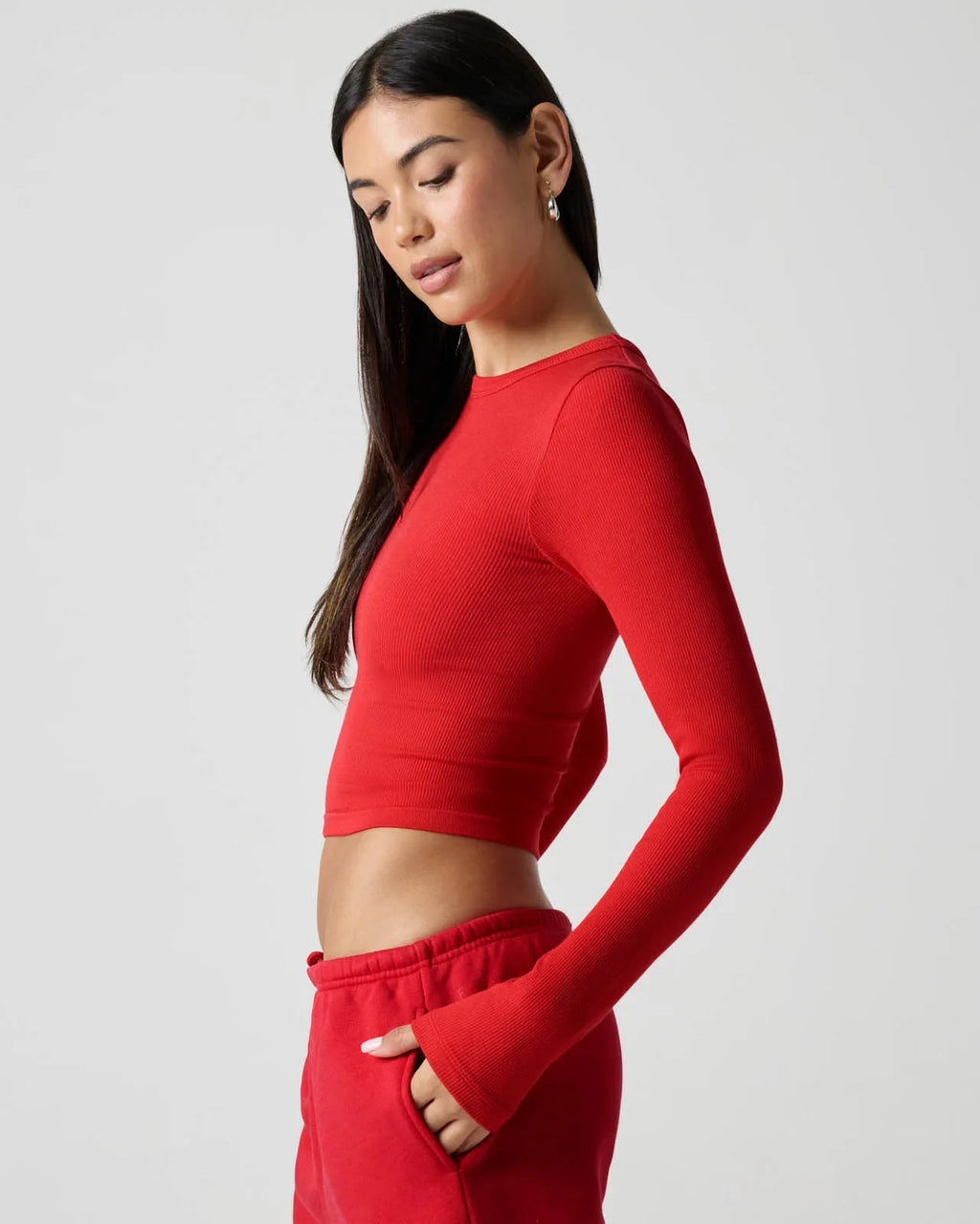 Ribbed Long Sleeve Crop Top for Women image 63