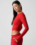 Ribbed Long Sleeve Crop Top for Women image 63