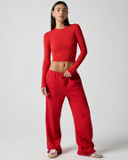 Ribbed Long Sleeve Crop Top for Women image 65