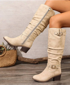 Slouched Knee High Boots with Double Buckle for Women image 11