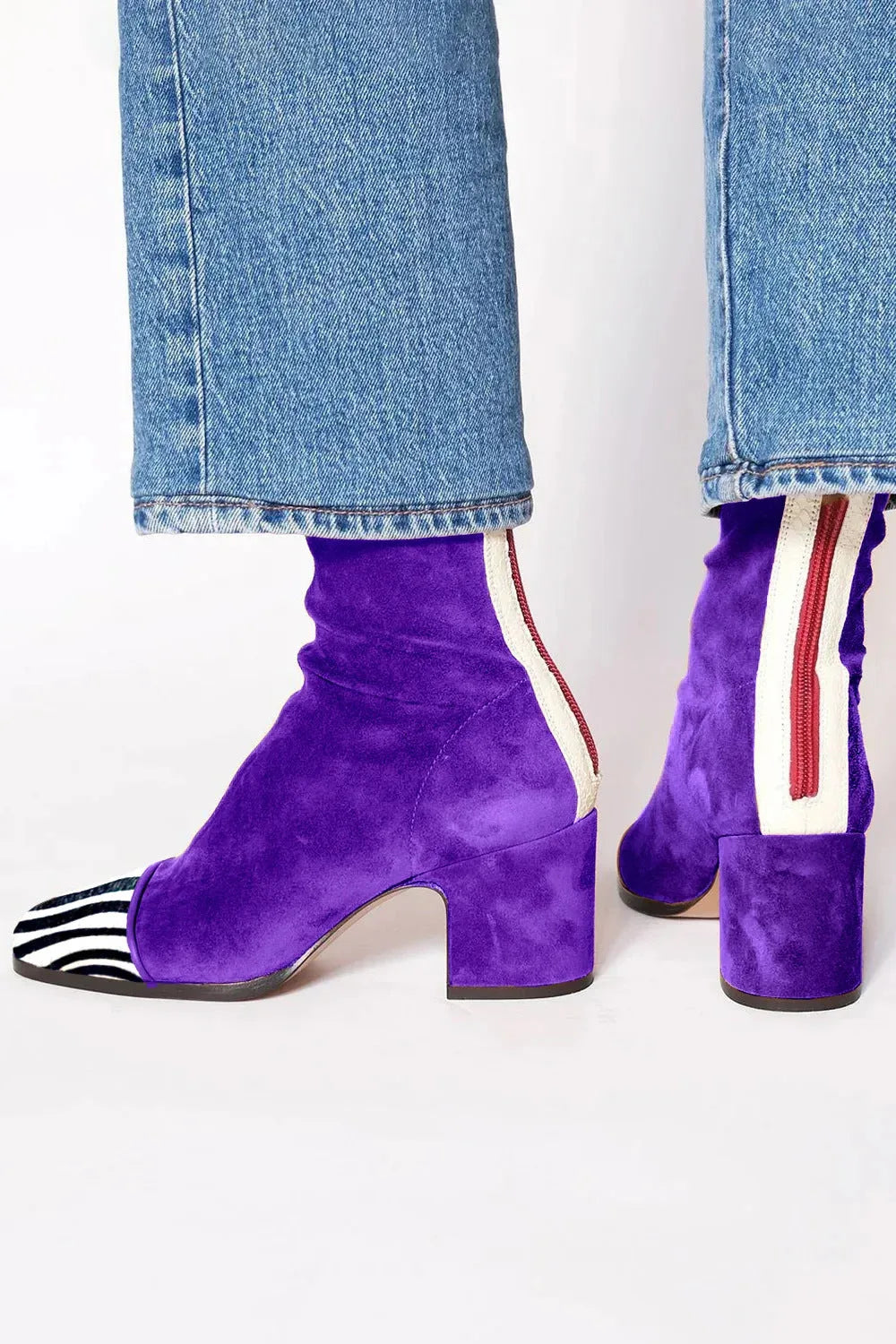 Square Toe Suede Ankle Boots with Block Heel
