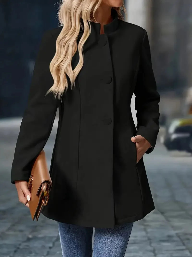 Elegant Stand-Collar Button Coat for Women image 10