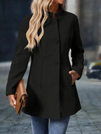 Elegant Stand-Collar Button Coat for Women image 10