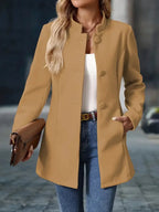 Elegant Stand-Collar Button Coat for Women image 15