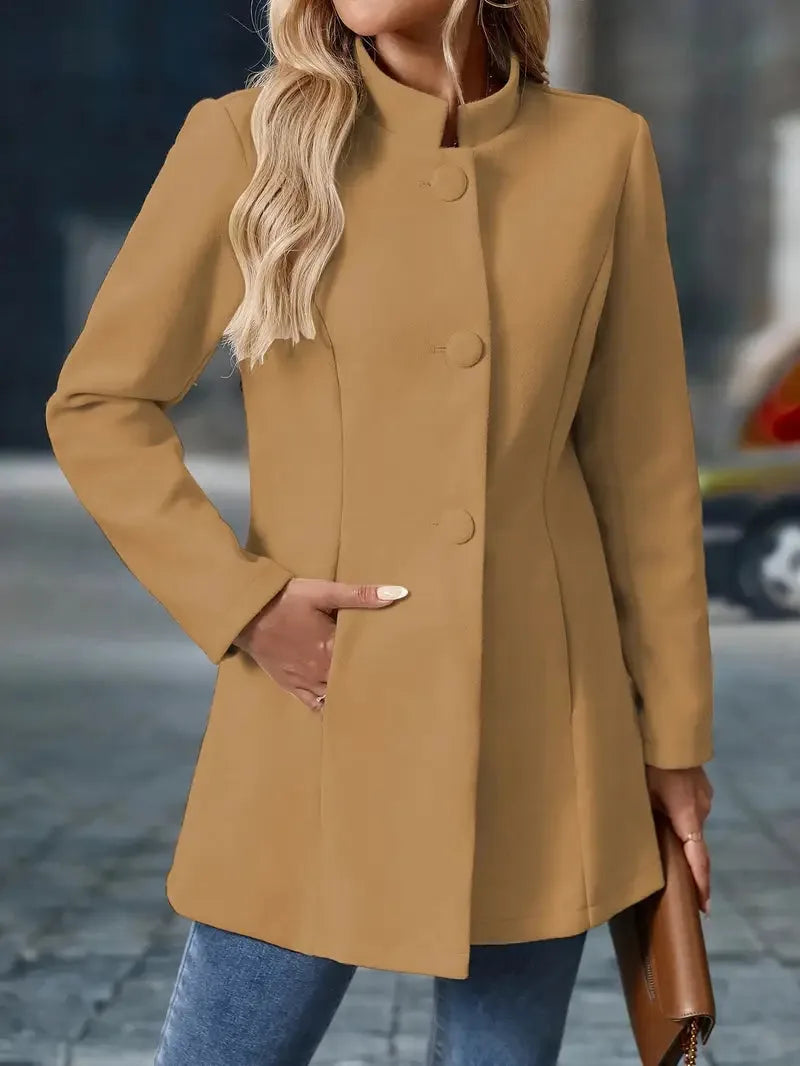 Elegant Stand-Collar Button Coat for Women image 16