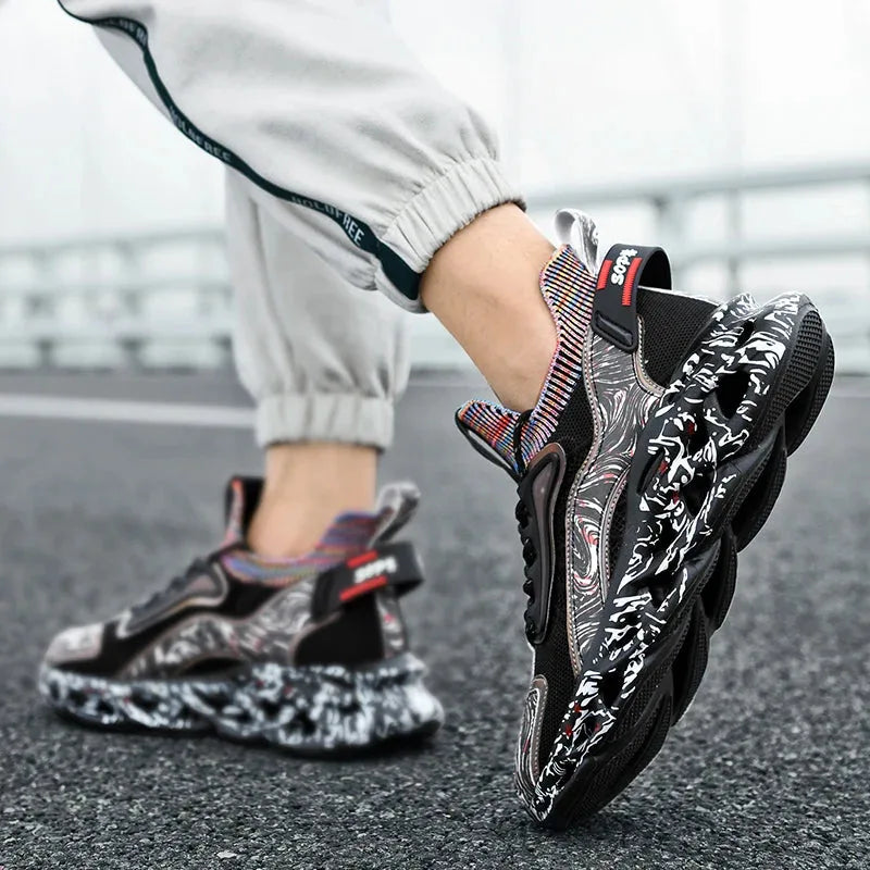 Textured Print Mesh Trainers for Men with Comfort Sole image 13