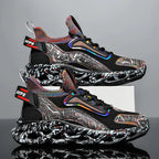 Textured Print Mesh Trainers for Men with Comfort Sole image 9