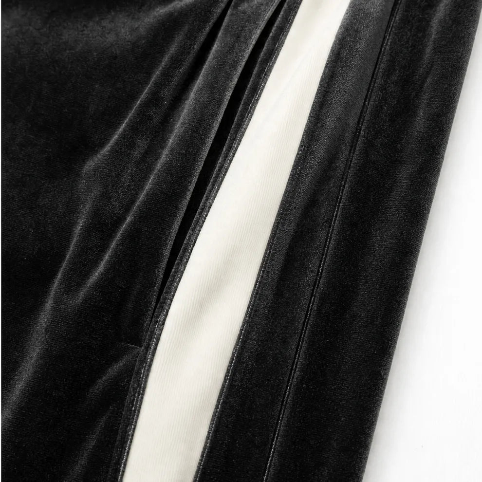 Women's Hooded Velour Tracksuit Set with Wide-Leg Trousers image 11