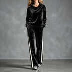 Women's Hooded Velour Tracksuit Set with Wide-Leg Trousers image 12