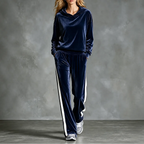 Women's Hooded Velour Tracksuit Set with Wide-Leg Trousers image 16