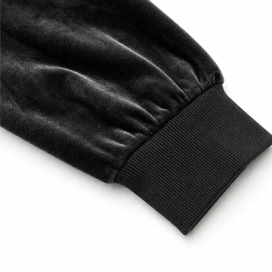 Women's Hooded Velour Tracksuit Set with Wide-Leg Trousers image 9
