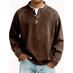 Vintage Washed Cotton Henley Shirt for Men image 22