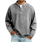 Vintage Washed Cotton Henley Shirt for Men image 9