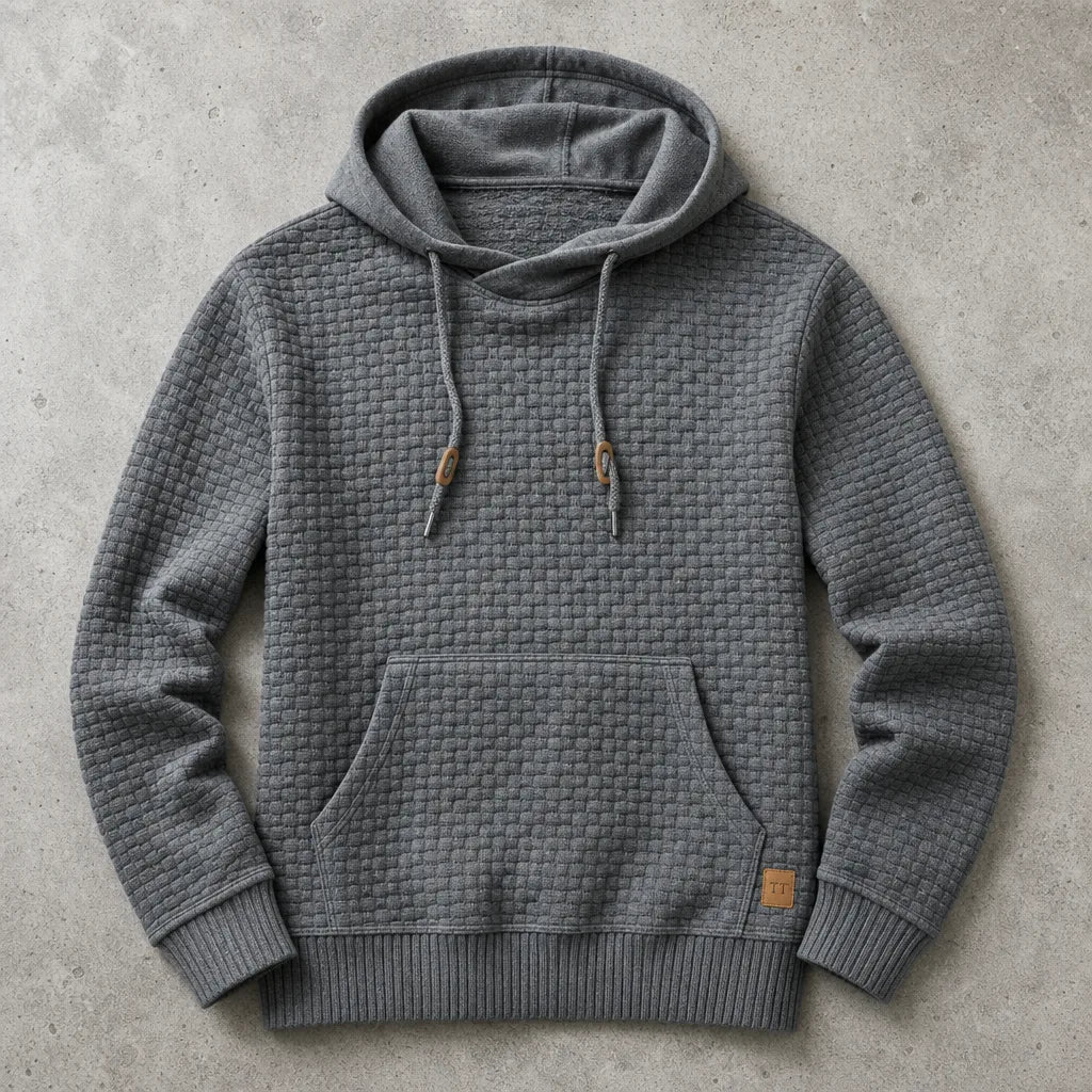 Blake | Men's Chunky Waffle-Knit Cowl-Neck Pullover Hoodie