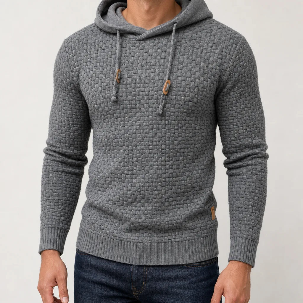 Men's Chunky Waffle-Knit Cowl-Neck Pullover Hoodie image 9